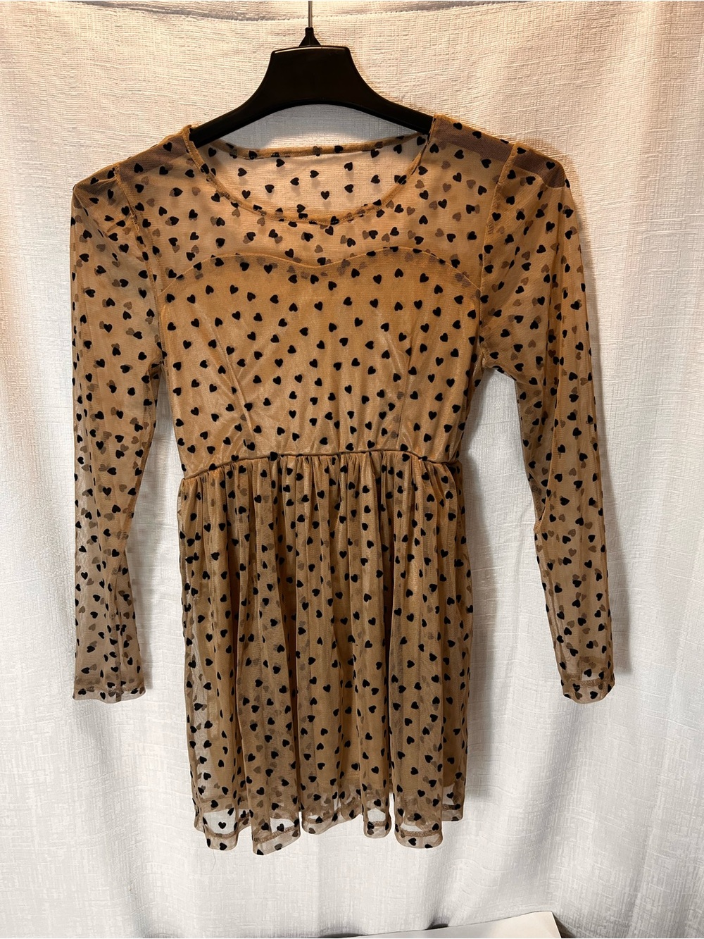 Girls' Tan Heart Mesh Dress - Brand Unspecified